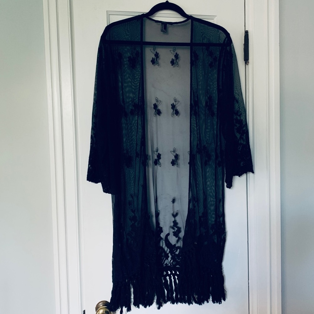 Lace Mesh Fringe Kimono